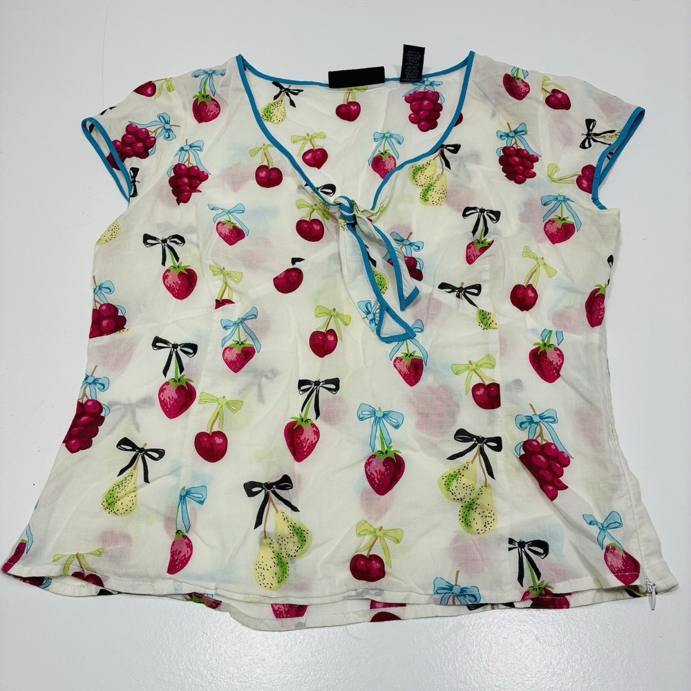 Context Women Blouse Size Small Short Sleeves‎ V-neck front tie Comfy Babydoll